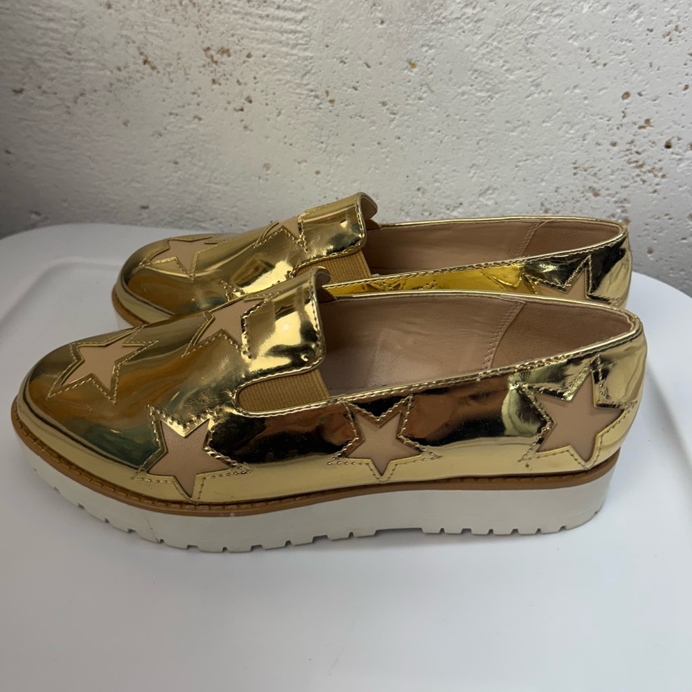 Gold Star Platform Loafers